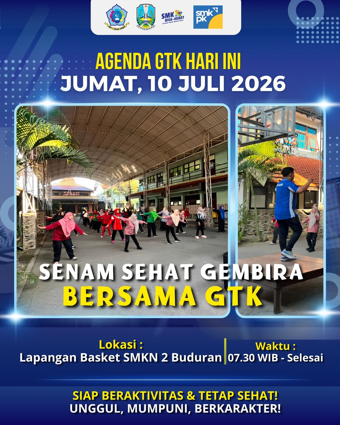 Guru dan Tenaga Kependidikan (GTK) bersinergi dalam agenda “Senam Sehat Gembira Bersama GTK”
